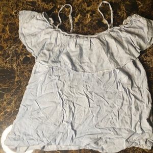 Spaghetti strap, off the shoulder blouse.